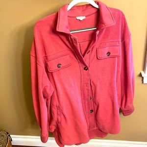 Pink Soft full button up shacket
